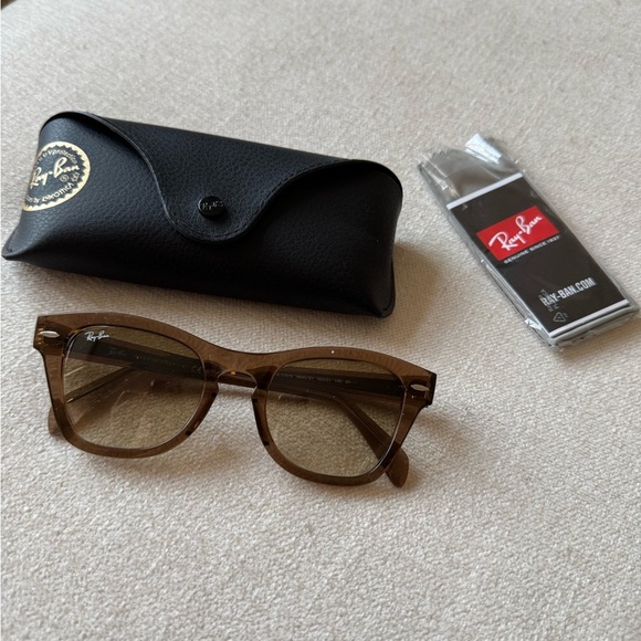 NWOT Ray-Ban RB0707SF Sunglasses Light Brown w/Case & Cloth - Picture 7 of 15